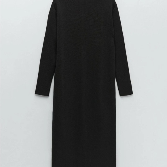 ZARA WOMAN HIGH NECK LONG LIMITED EDITION KNIT DRESS BLACK NWT size L - Picture 2 of 8